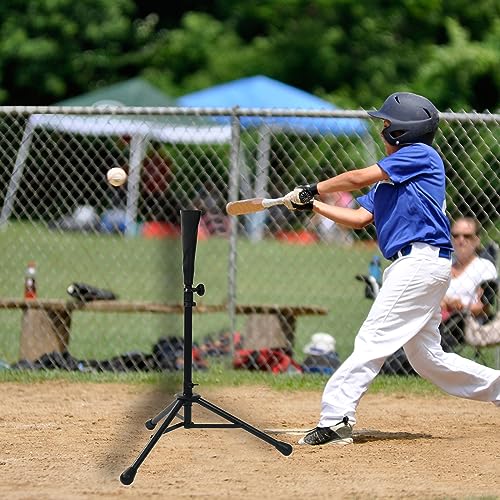 Portable Baseball Batting tee, Adjustable Tripod Tee, Set Includes 1set Batting tee, 3pcs Practice Balls, 1pc Draw-String Carry Bag