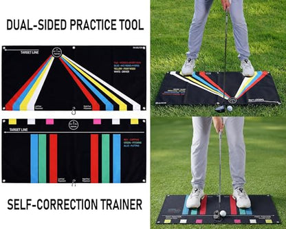 Golf Towel Training Aid for Beginner Golfers, Portable Golf Swing Plane Trainer Stance Alignment Towel for Ball Position, Putting, Chipping, Range Practice Build Consistency in Setup