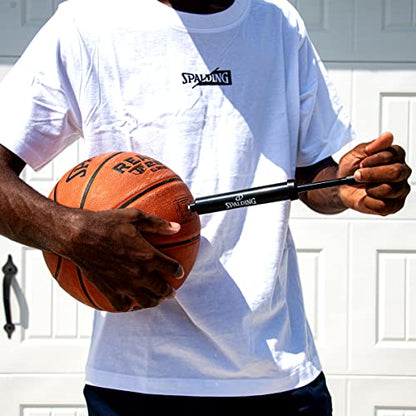 Spalding Sports Ball Pump Kit | Ideal for Basketball, Volleyball, Football, Soccer Ball & Rugby Ball | Complete Hand Pump Kit with Needles - color: Dual Action - 6" - Black