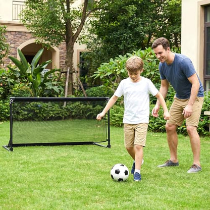 GYMAX Soccer Goal, Foldable Portable Soccer Training Net with Metal Frame, Ground Stakes, Easy Setup for Backyard Team Practice Play - style: M (4ft x 2ft)