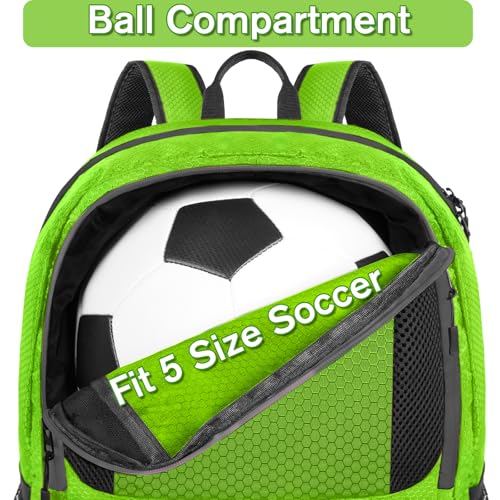YOREPEK Soccer Backpack,Soccer Bag with Ball Holder, Water resistant Sport Equipment Bags Fit Basketball Volleyball Football - color: Green