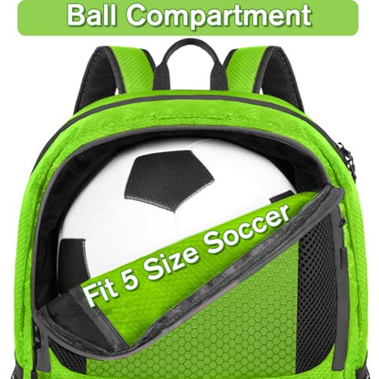 YOREPEK Soccer Backpack,Soccer Bag with Ball Holder, Water resistant Sport Equipment Bags Fit Basketball Volleyball Football - color: Green