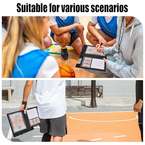 Basketball Clipboard Multi-Court White Board for Coaches, Magnetic Dry Erase Coaching Whiteboard with Upgraded Equipment - Magnets, 2 Marker Pens, Eraser, Training Essentials Coaches Gifts