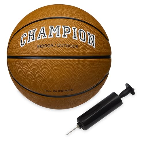 Champion Downtown Basketball - Durable Rubber Cover with Deep Channels for Better Control, Anti-Burst Butyl Bladder, Includes Ball Pump, for Indoor/Outdoor Play - color: CLASSIC, size: 7- 29.5"