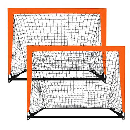 2 Pack 4’ x 3’ Size Portable Kid Soccer Goals for Backyard, Indoor and Outdoor Pop Up Soccer Goals, Orange, Theresduet