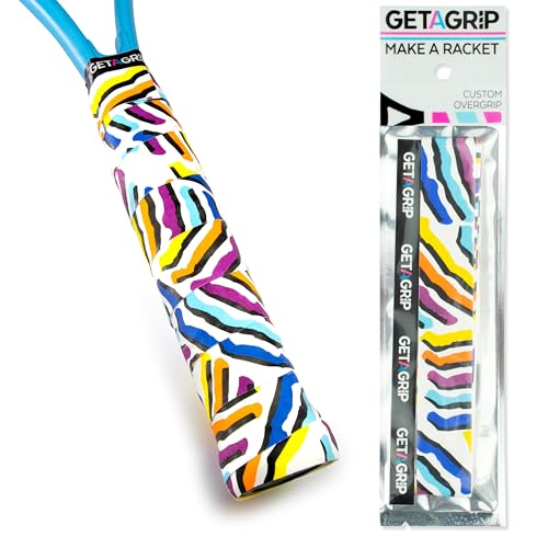 Get A Grip Racket Overgrips – Anti-Slip Tennis Grip Wrap, Sweat Absorbent & Quick-Dry Handle Tape for Tennis, Padel & Pickleball - color: Serve & Vibe, size: 3 Grips