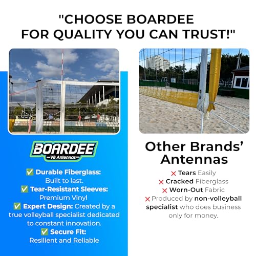 PRO Volleyball Antenna Set – Foldable Fiberglass Volleyball Net Antennas with Heavy-Duty Vinyl Antenna Sleeves for Indoor & Beach Volleyball Nets