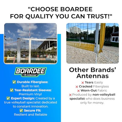 PRO Volleyball Antenna Set – Foldable Fiberglass Volleyball Net Antennas with Heavy-Duty Vinyl Antenna Sleeves for Indoor & Beach Volleyball Nets