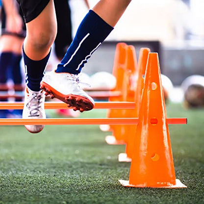 Bramble - Speed Agility Training Hurdles Set with 3 Height Levels, 12 Cones 15" & 6 Training Poles 40", Exercise Jumping Hurdles for Kids, Football Agility Poles, Dog Training Agility Equipment