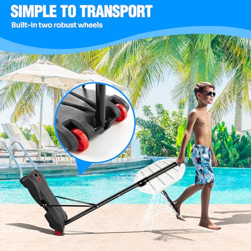 SPOYNAL Pool Basketball Hoop 7-Height Adjustable Swimming Pool Basketball with LED Light, 2 Balls & Pump, Portable Water Basketball Goals System