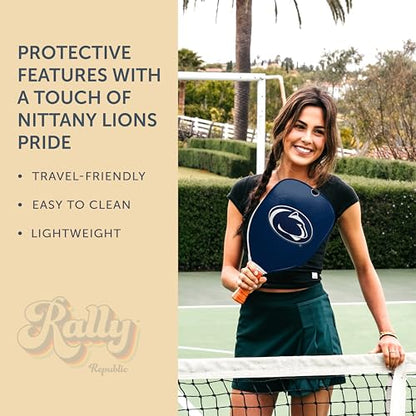 Officially Licensed Collegiate Pickleball Paddle Cover - Lightweight PU Leather Material - Durable Foam Interior Protection with Zippered Closure - Fits Most Paddles on the Market - color: Penn State