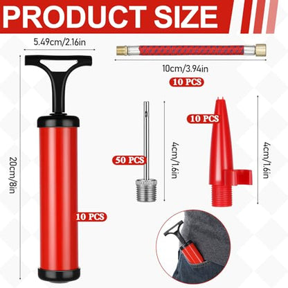 10 Pcs Portable Air Pump Ball Pump for Sports with Needles Nozzles Flexible Extension Hose Air Balls Pumps Bulk for Soccer Basketball Football Volleyball