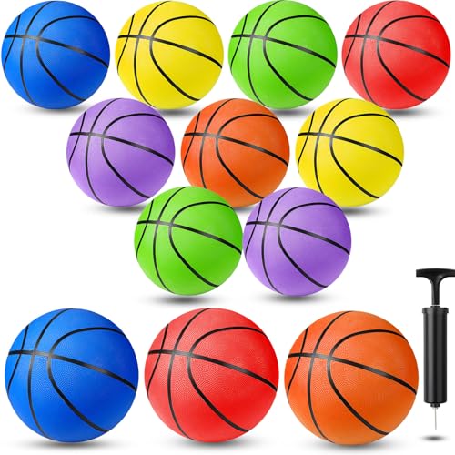 Jerify 12 Pack Official Size Rubber Basketballs for Kids Child Junior Youth Indoor Outdoor Sports Basket Balls with Pump Back to School Student Gifts Operation Christmas Bulk Items - size: Size 5, 27.5"