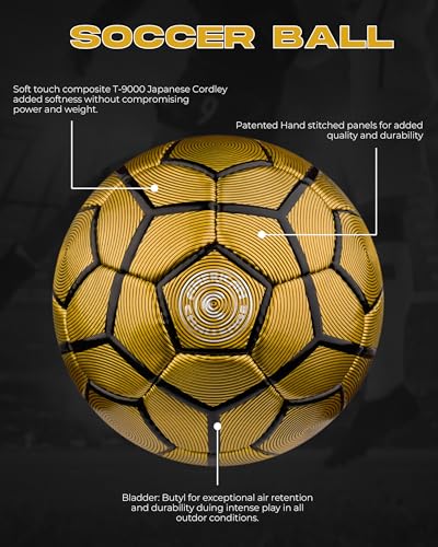 Bergamo Soccer Ball – Professional Training Soccer Ball for Grass Fields – Durable TPU Machine Stitched Soccer Balls – Sizes 3, 4 & 5 – Outdoor Practice & Match Play