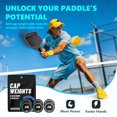 Pickleball Paddle Cap Weights – Weighted End Cap Counterbalance Set | Improves Balance, Control & Stability | Personalized Feel