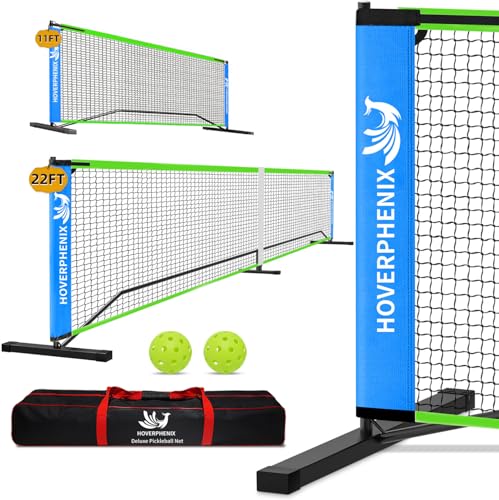 Portable Pickleball Net - 22FT Regualtion Size Pickle Ball Net，Weather Resistant Steady Steel Frame and Carry Bag for Indoor, Outdoor, Driveway, Backyard - color: BLUE & GREEN, style: 22FT + 11FT Pickleball Net