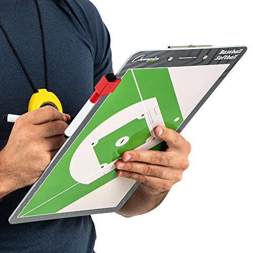 Champion Sports Large & XL Dry Erase Board For Coaching - Whiteboards for Strategizing, Techniques, Plays - 2-Sided Boards with Front Side Full Field - Backside Half Field and Lineup - color: Baseball/Softball, style: Standard Coaches Board
