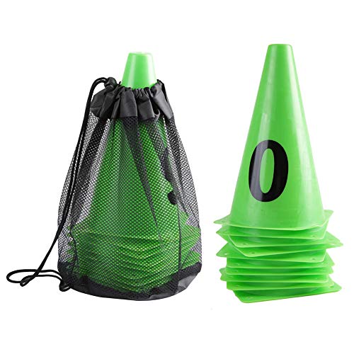 HERCHR Soccer Cones,10Pcs Disc Soccer Sport Agility Cones Training Field Marker Number 0-9 Football Barriers Marker for Basketball Coaching Practice Equipment
