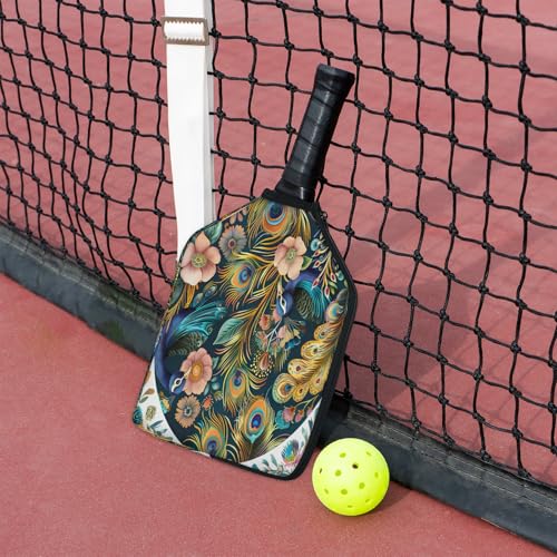 Pickleball Paddle Cover with Pockets and Handle Strap, Racket Sleeve and Ball Holder Organizer, 1 Pcs - color: blue