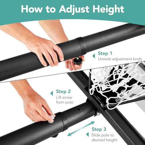 Best Choice Products 10ft Regulation Basketball Hoop, Height Adjustable Outdoor Goal w/Shock Absorbent Rim, Base Gel, 2 Wheels - style: Black/Silver
