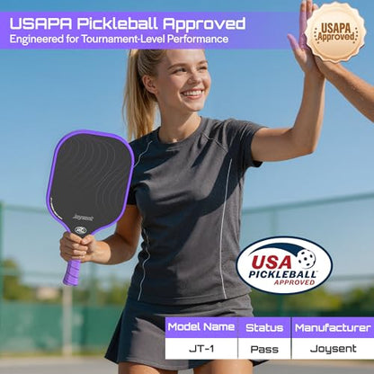 Pickleball Paddles Set, USAPA Approved Carbon Fiber Pickleball Set of 2 with Beginner Pickleball Rackets, Indoor Outdoor Pickle Balls for Adults Men Women, JT-1 - color: Purple