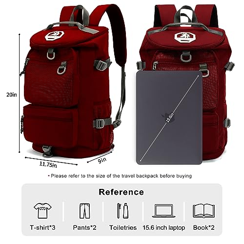 Solid color gym duffel bag backpack, wrestling bag,with shoe compartment, 4 kinds of back method waterproof travel sports walking laptop Lightweight (B-Magenta Red) - color: B-Magenta Red