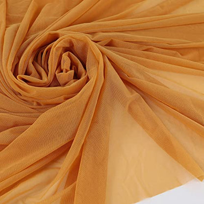 Superfine 4-Way Stretch Net Fabric Nylon Spandex Power Mesh Lightweight Sheer 60" Wide, a Continuous 5 Yards (Turmeric) - color: Turmeric