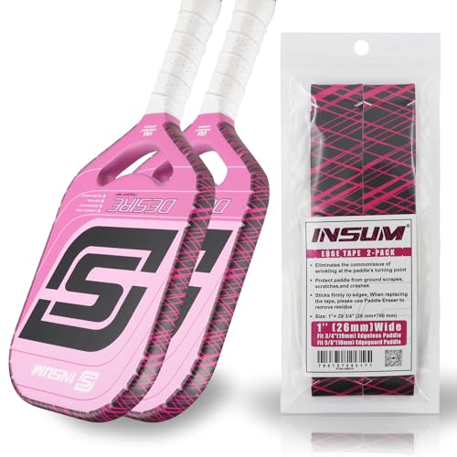 INSUM Pickleball Paddle Edge Guard Tapes Protection Tapes, Pre-Cut V, 20/23/26mm Width Protective Tapes for All Thickness Edges - color: Line-Pink, size: Width 26mm