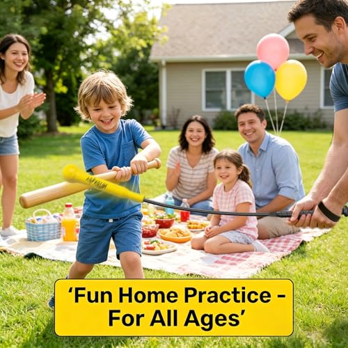 54" Baseball Hitting Stick Training Aid: Realistic Stitch Batting Trainer for Softball & Baseball Swing Mechanics - Improving Hand-Eye Coordination - High-Durability Grip Handle