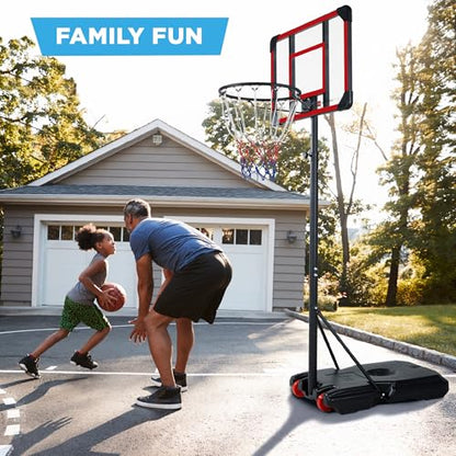 Best Choice Products Kids Height-Adjustable Basketball Hoop System, Portable Game w/Wheels, Fillable Base, 70.5in to 82.3in Height