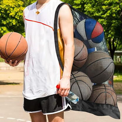 Extra Large Sports Ball Bag, Mesh Soccer Team Balls Bag, Drawstring Sport Equipment Storage Bag for Basketball, Beach Cloth and Swimming Gears