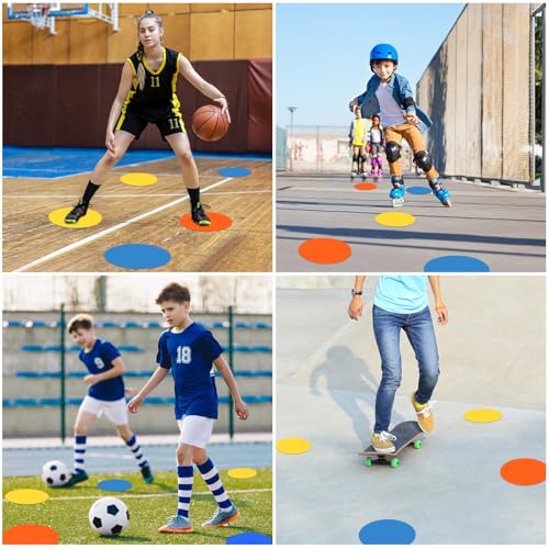 Poly Spots 4" or 9" Flat Cones Spot Markers for Gym/PE Training, Dance, 12/18/24 Pcs Non-Slip Rubber Floor Dots Flat Disc Markers for Soccer Basketball Sports Agility Drills, Classroom Activities - style: Orange 24 Pcs 9inch