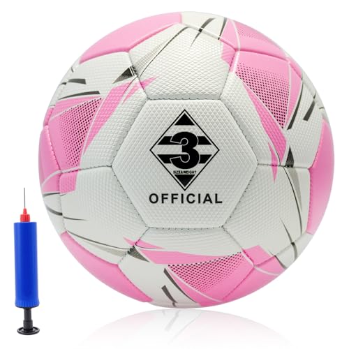 Soccer Ball Size 3/4/5 with Pump & Needle, Sofu PU Soccer Ball Kit for Indoor Outdoor Practicing Training Playing Game Gift Boys Girls Teen Play (Official Size 3)
