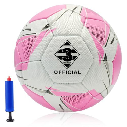 Soccer Ball Size 3/4/5 with Pump & Needle, Sofu PU Soccer Ball Kit for Indoor Outdoor Practicing Training Playing Game Gift Boys Girls Teen Play (Official Size 3)