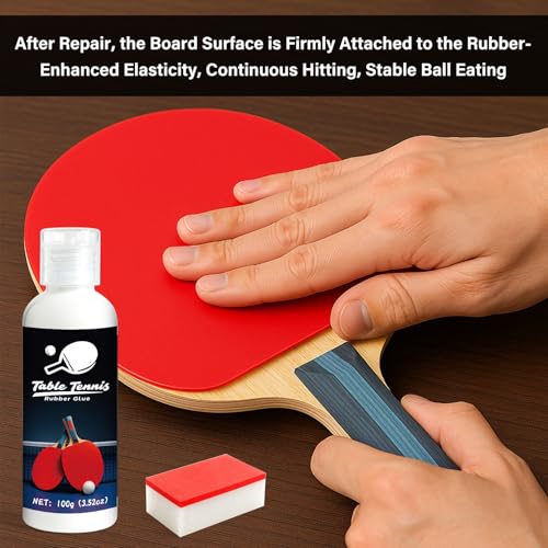 Table Tennis Glue, Perfect for Assembling Table Tennis Ping Pong Paddle, Comes with 8 Sponges to Easily Replace Table Tennis Rubber - size: 200ml