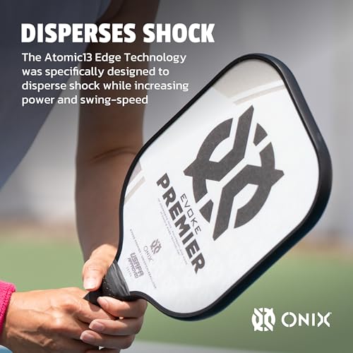 Onix Evoke Premier Professional Tournament Pickleball Paddle Composite Face Impact Paddle Shape - color: White, size: Medium, style: 14mm