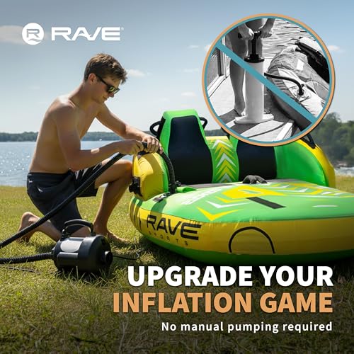 Rave Sports Electric Air Pump – Portable High Speed Inflator/Deflator for Inflatables, Water Slides, Air Mattresses & Pool Toys with 5 Adaptors