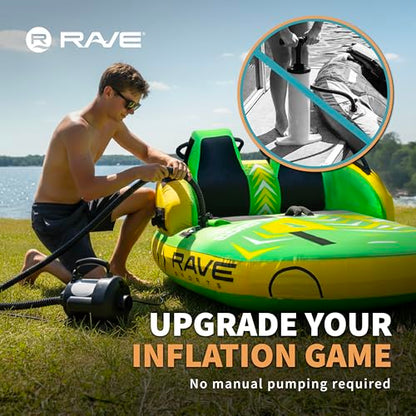 Rave Sports Electric Air Pump – Portable High Speed Inflator/Deflator for Inflatables, Water Slides, Air Mattresses & Pool Toys with 5 Adaptors