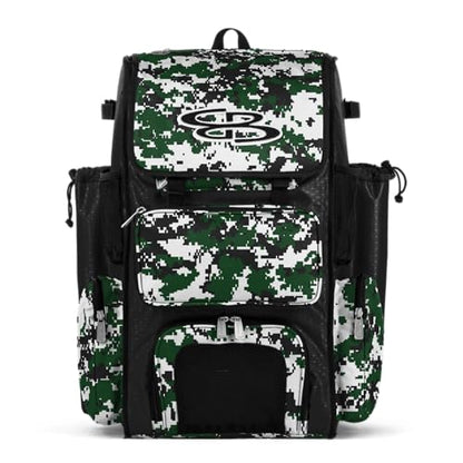 Boombah Superpack Bat Pack - Backpack Version (no wheels) - Holds 4 Bats - Camo Series - Multiple Color Options - color: Black/Dark Green
