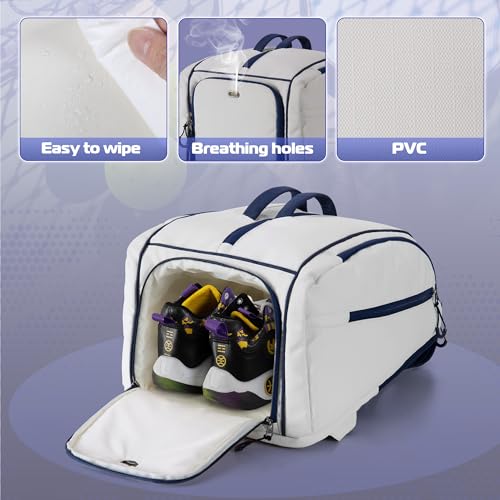Smasrob Pickleball Bag Fits 4 Pickleball Paddles, Pickleball Backpack with Laptop Pocket, Shoe Compartment and Fence Hook - color: Beige