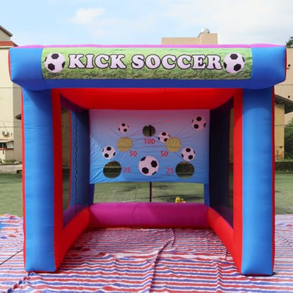 Inflatable Soccer Target Goal Kick Shooting Game Inflatable Football Gate 11.5ftx10x8.6FT with Blower for Parties, Backyard, School, Team Events