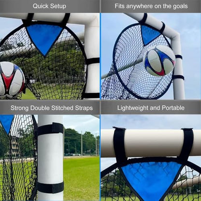 Foldable Football Goal Training Net, Soccer Target Throwing Net with Fixed Target Area, Sturdy Alloy Frame and Polyester Mesh for Accurate Passing Practice, Portable Ball Gate for