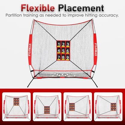 7x7ft Baseball & Softball Practice Net with Numbered Strike Zone - Heavy Duty Portable Hitting Pitching Training Net for Pitching Accuracy & Hitting Practice, Portable with Carry Bag.