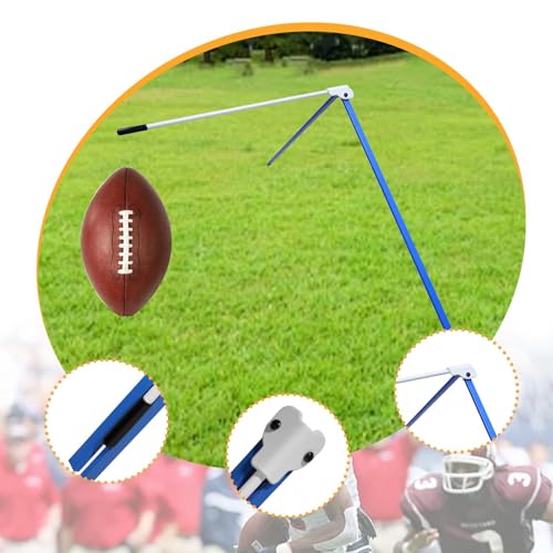 Qianly Football Kicking Tee Field Goal Kickers Stand Adjustable Foldable Rugby Training Gear Field Goal Football Holder for Beginner - color: Blue White