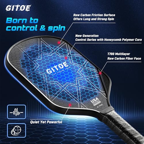 G-Pro Pickleball Paddle – 16MM Raw Carbon Fiber T700 Pickleball Paddle with High Spin, Control & Power – 2025 USAPA Approved for ‎Professional Players