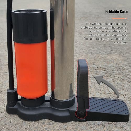 High Pressure Bike Floor Pump, Bicycle Pump, Bike Pump, Stand Pump 160PSI with Presta & Schrader Valves, Bike Air Pump with Ball Pump Needle for Bike Basketball