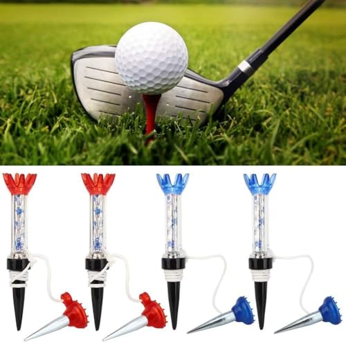 HERCHR 4 PCS Golf Tees, Plastic Magnetic 70mm Long Reusable Practice Tees, Unbreakable Flexible Spring Golf Tee Set for Men Women Driving Range Mat Training Indoor Outdoor