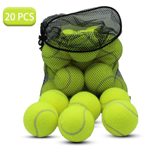 SHYUJAJIE Tennis Balls, 20 Pack Training Tennis Balls,High Elasticity Practice Tennis for Beginner, Exercise Playing Balls for Pet Dog - color: Yellow