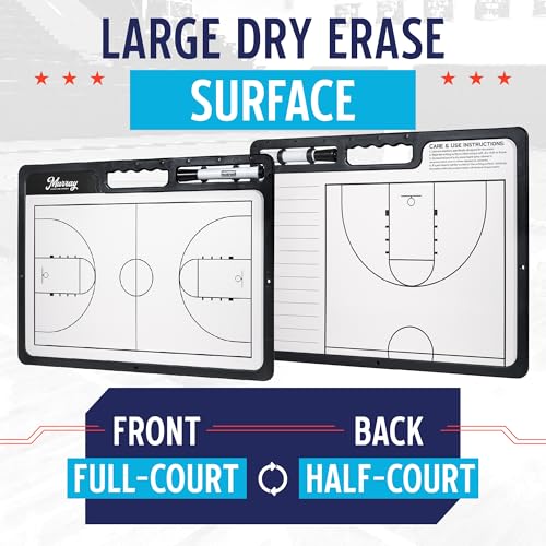 Murray Sporting Goods Whiteboard Premium Basketball Coaches Clipboard | Double-Sided Basketball Whiteboard with Marker