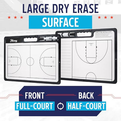 Murray Sporting Goods Whiteboard Premium Basketball Coaches Clipboard | Double-Sided Basketball Whiteboard with Marker